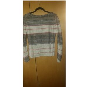 Cream, Brown and Pink Striped Boatneck Sweater Ralph Lauren American Living